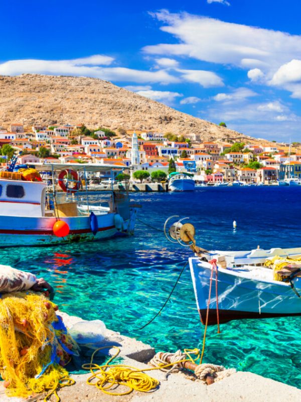 Colorful,Traditional,Greece,-,Beautiful,Island,Chalki,With,Fishing,Boats